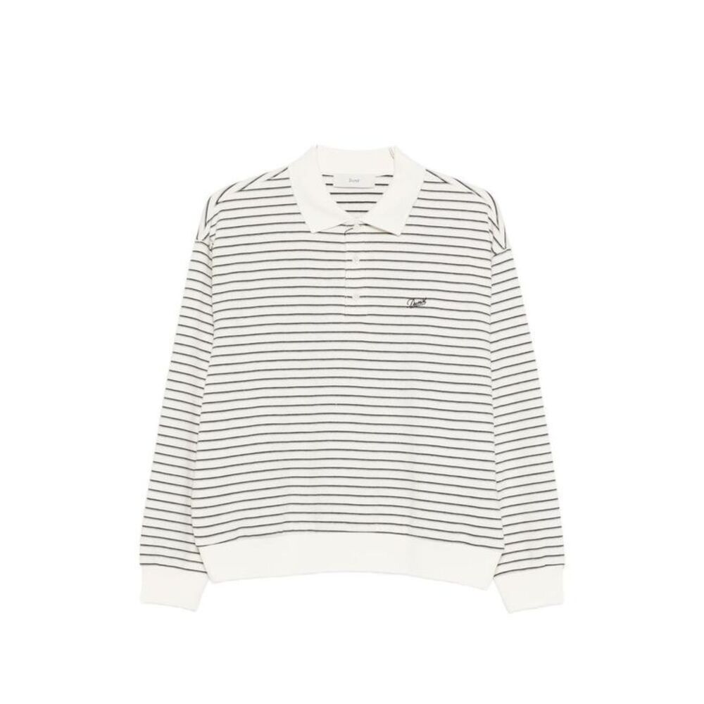 DUNST Striped Long Sleeve Polo Shirt Women IVORY T-Shirts & Tops